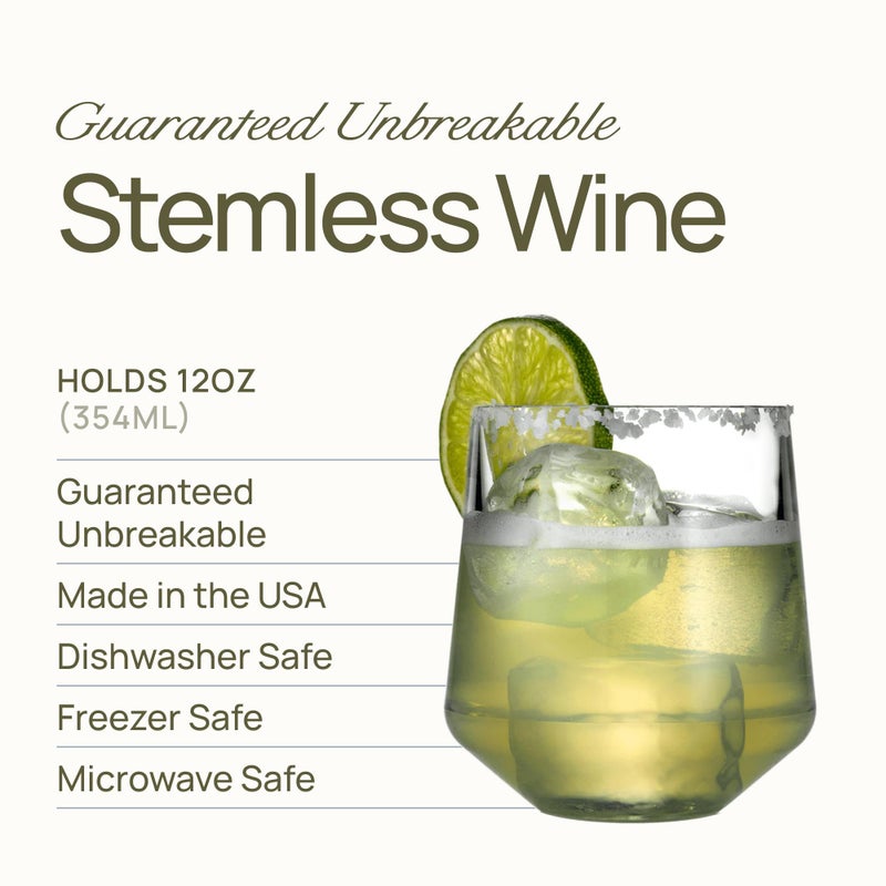 Drinique Unbreakable Stemless Wine Glasses - Set of 4 - Made in USA 12 oz Tritan Unbreakable Plastic Wine Glasses, Reusable for Indoor or Outdoor Use, BPA Free & Shatterproof, Red - Image 3
